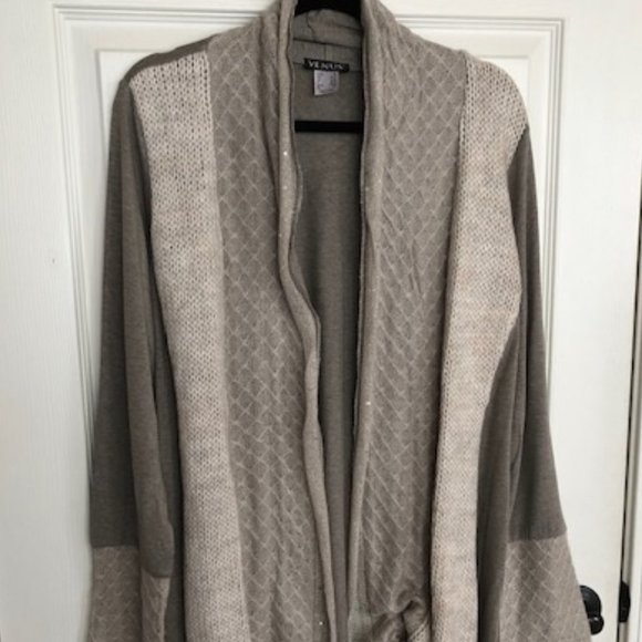 Venus Gray Layered Open Drawstring Cardigan - Picture 7 of 15